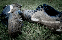 lifeunderstraightmensfeet:  Master finished his football game, and his cleats are caked in thick mud. As a Heterosexual Alpha, he simply forced his hunger-stricken fag slave to feast on all the muddy goodness. After it is done, there are a pair of foul