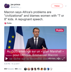 rawboney:  trashgender-neurotica:  anarcho-bulbasaurism: i didn’t realize marine le pen won the french election after all France: *siphons huge “colonial debts” from the economies of North Africa* French President, in the actual year 2017: “They’re