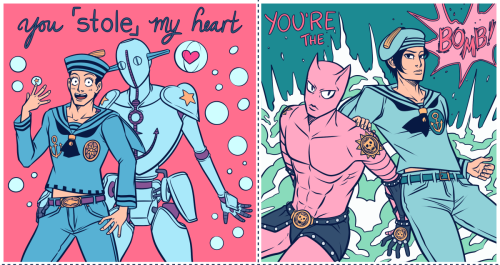 resuming my annual tradition of posting JJBA valentine’s day cards in terrible perfectly good tasteunfortunately I haven’t read a single page of part 8 in the last couple of years so I have no idea whether these are still relevant but&hellip; enjoy(?)p.s.