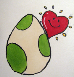 art i did for mum-in-law&rsquo;s mothers day card. she loves yoshi. front of card text was a fucking egg pun.