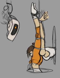 dasflutemk2:  grosslyabnormal:  Chell and Glados Unfinished by Rook-07   Now you’re thinking with portals! 