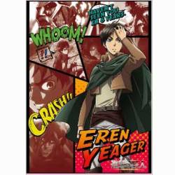 Tsutaya has released limited edition T-card lottery prizes in the form of comic book-style tapestries for Eren, Levi, &amp; Mikasa! These are in the same style as the previous comic book magnets.More current and previous SnK merchandise from Tsutaya!