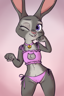 kittyjar:Judy wearing a cat keyhole bra~ ♥&lt;333