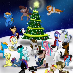 asksweetdisaster:  Merry Christmas!!! Yes I know this is extremely late but I finally had the time to finish it x3 Including those who liked my post to have a chance in the Christmas pic  :D Featuring: Count Down, Princess Hailee, Boss Hoss, Snow Blitz,