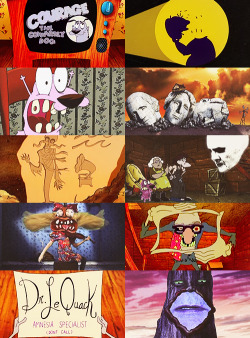 sigourneyweaver:  “We interrupt this program to bring you…Courage the Cowardly Dog Show, starring Courage, the cowardly dog! Abandoned as a pup, he was found by Muriel, who lives in the middle of nowhere with her husband, Eustace Bagge. But creepy