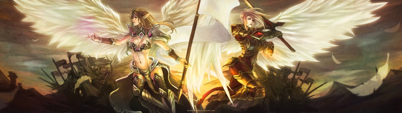 league-of-legends-sexy-girls:  Angel Sisters - Kayle x Morgana by MonoriRogue