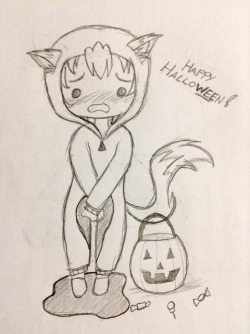 Happy hallo-WEE-n!!!   Quick sketch oh a poor trick or treater, that held to long 😖