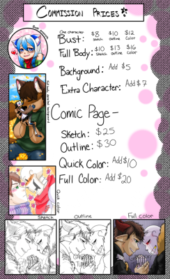 nsfwsinningsans:  COMMISSION PRICE SHEET ~ &lt;3 Been working on this and needed to remake the price sheet for everyone to look at.If you’d like to request a picture/comic or just donate please place your donation and a description into my Ko-fi.KO-FI