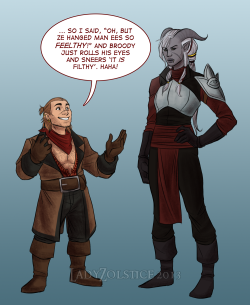 lettucecopernicus:  ladyzolstice:  I have some very serious headcanons about qunari and humor and flirting and Varric so have a doodly comic. Bonus epilogue:   This is perfect XD 