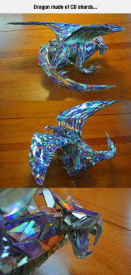 the-hogwarts-ultimatum:  shinjutori:  donthatethegeek:  What to do with your old CDs.  DIAMOND DRAGON  oh my god this is awesome!