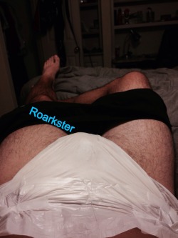 roarkster:  Showing off my morning wet diaper.  This guy always looks amazing in his wet diaper.