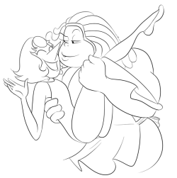 Bismuth whispering sweet nothings (or possibly salty nothings) in Pearl’s ear. Just imagine what she’s saying :D Might colour this later&hellip;