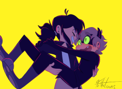 fullertoons:  Played with colors this doodle round! I literally had like, 17 people ask me for Marichat in the last few weeks, so Marichat it is! 