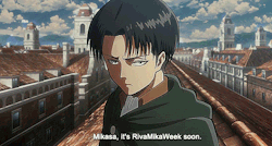rivamikaweek:  RivaMikaWeek - Cycle 5It’s almost that time again! Even Levi and Mikasa are aware (ﾉ◕ヮ◕)ﾉ*:･ﾟ✧The next RMW will take place from July 3rd, 2015 to July 10th, 2015! Get ready to open up Microsoft Word, Photoshop, and any