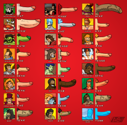 yagworld:  I’m quite proud of the variety of characters in the Yag series…. I also had time to waist! SO THERE YOU GO! An official “Yag Dick Chart” that has no purpose whatsoever! :D 