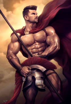 silverjow:  This is SPARTA ! ! Digital painting base on amazing Gilles Crofta PhotographyModel: Tom Coleman 