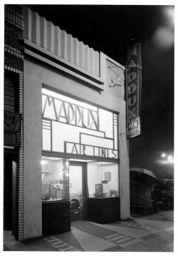 jasonbennion:  Beautiful deco-style ticket office for Maddux Air Lines, 636 South Olive Street, Los Angeles, 1928.  Maddux Air Lines was an airline based in Southern California that operated in California, Arizona, and Mexico in the late 1920s. By 1930,