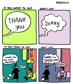 katimorton:  tongueturner:  (via Saturday Morning Cartoons: Baopu #15) by Yao Xiao words to remember    What a good reminder.. I know I say sorry way WAY too much! 