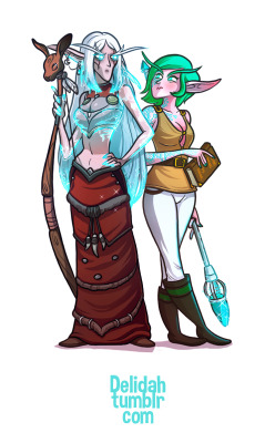 BASIC COMMISSION - (Commission info here)Seranita &amp; Little PipTwo Night Elf sisters who have turned away from general Night Elf society in two very different ways,