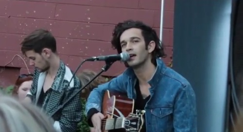 healydanes:  “Turn up!…No actually don’t, just be quiet.” Matty and Adam performing an acoustic set at Grimey’s, Nashville TN  5/15/14