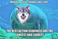 replicaaa:  cowscratch:  daveyoufool:  Neither Courage Wolf nor Calming Manatee were doing much to help my anxiety, but I knew they were both on to something. So, I created Calmage Wolfatee.  I need to put these up on my wall…  … this is gold. 