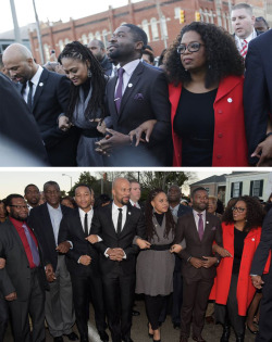 nubianbrothaz:  micdotcom:  Oprah and fellow ‘Selma’ stars march in Alabama in honor of Martin Luther King Day   Oprah Winfrey and fellow actors from the Oscar-nominated film Selma marched with hundreds in a tribute to Martin Luther King Jr. on Sunday,