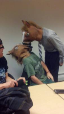 haha-woww:  thesecondattack:  “Son, stop horsing around in class.”   haha…. woww….