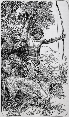 Frontispiece by J. Allen St. John for Edgar Rice Burroughs’ “The Beasts of Tarzan” (1916) 