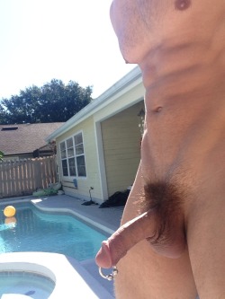 Exposedhotguys:  My Morning Wood By The Pool!  Reblog And Expose   Want To See More