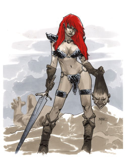 mahmudasrar:  Red Sonja - Germany Tour 2014 Pre-Show Commission Always have a good time drawing Red Sonja. 