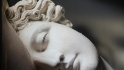 ganymedesrocks:  The Sleep of Endymion - Antonio Canova, marble, 1819 - 1822. In Greek mythology Endymion was a handsome shepherd boy of Asia Minor, the earthly lover of the moon goddess Selene, and each night he was kissed to sleep by her. She begged