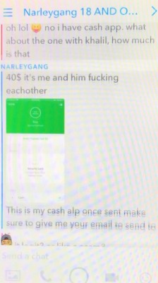 narleygang1827scam:  DO NOT ATTEMPT TO BUY VIDS FROM NARLEYGANG1827. He advertises on snapchat a description of him and Khalil having sex together for the price of ุ. Promised two extra vids for an additional ฤ. Once payment is received he pretends