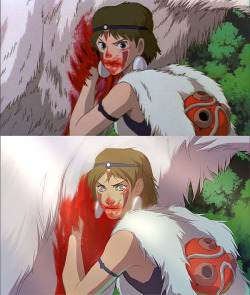 denimcatfish:  Trying to work my way through an artblock…. Screencap redraw of San from Mononoke Hime. Will be posting high res, PSD and video on my Patreon soon:https://www.patreon.com/KathrynLayno
