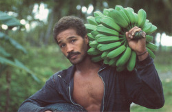kicker-of-elves:  Santiago de Cuba,  trabajador con racimo de platanos      mimmofabrizi.it Mimmo Fabrizi   Damn, wassup Santiago 👰