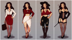 I wanted to draw asami in different snazzy outfits more variations on patreon