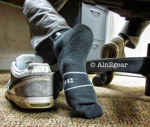 aln2gearscs:  Casual Friday definition: A legitimate excuse to wear something gawd awful stanky to the office! Zoic socks in my Nike 6.0