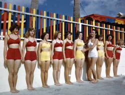 memories65:  Sarasota Sun-Debs posture training class at Lido Beach, Florida: photo by Joseph Janney Steinmetz, c. 1950 (Joseph Janney Steinmetz Collection, Florida State Library) 