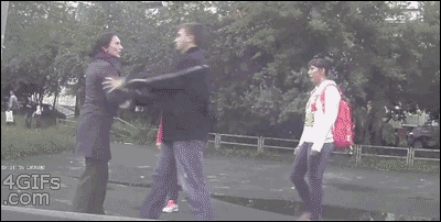 she-kicks-she-throws:  shamelesslyunladylike:  himitsubasa:  copperkiwi:  ninjaeyecandy:  4gifs:  Bully messes with karate champ. [video]  The source video is very, very worth watching. A few things to point out: The young woman in the dark coat is contin