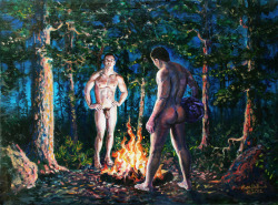 bobsnakedguys2:  Marc Debauch The Fire Between Them , 2012  Oil on Canvas