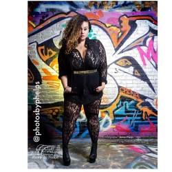 Miami plus model @verluracouture  and designer with her first shoot with me. #fcup  #curves #plusfashion #graffiti  #photosbyphelps #thighs #cleavage #bighair