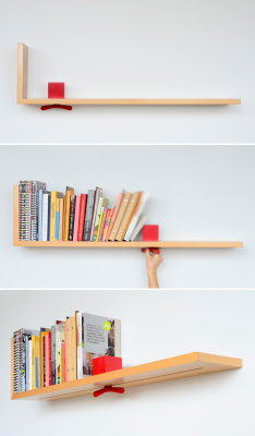 day-color:  adverbadjective:  phoenixcalamity:  Shelf concept  Why did it take so long to invent this? I don’t have good luck with book ends.  nice 