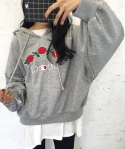 acheice: Chic &amp; Trendy Hoodies|Sweatshirts Rose Embroidered // Letter Floral // Floral  Plain // Alien Printed // Pink Letter Graphic // See Through // Letter Print Worldwide shipping!  