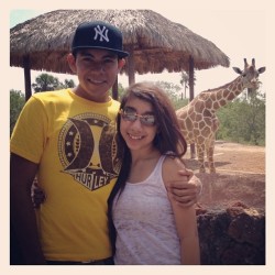 With the giraffes 