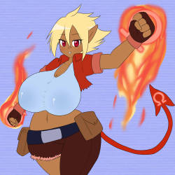 asknikoh:  CommissionCharacter is farea, a fire beding blacksmith Demoness i helped design. 