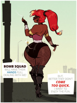   Boominatrix - Cartoon PinUp Commission  Meet Boominatrix. your regular friendly neighborhood dominatrix and super villain in the making.  This is a commission for https://bombforabooty.deviantart.com  who asked for a girl who&rsquo;s a real sex bomb.