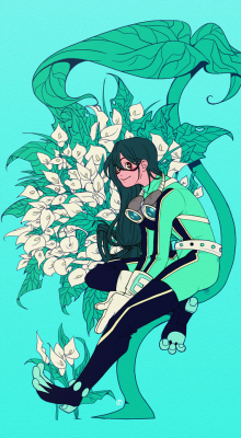 kaimyo:Wanted to draw Tsuyu and add some flowers for symbolism, also cause i am bad at drawing flowers and this is good practice  froppy goodness~ &lt;3 &lt;3 &lt;3