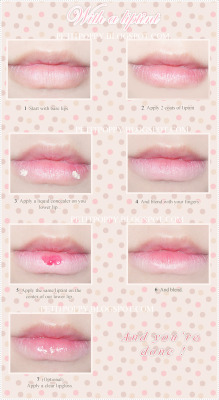 shrinking-ulzzang:  moon-cosmic-misa:  punkandsweetnymphet:  your—nymphetamine:  Cute, small nymphet lip tutorials!  Tutorials not owned by me.  Cute (^O^)/  I do the lipstick version frequently! It’s really cute :3  one of my favorite things to