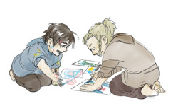 kaciart:  Rob wanted the babies drawing on the floor and an exasperated Dis. - “Look Mama!!” 