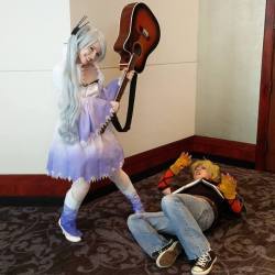 So I was cosplaying Jaune this past weekend at Anime Weekend Atlanta, and I remembered your art of Weiss with his guitar, so I asked a Weiss cosplayer at the RWBY photoshoot to help me bring it to life! I hope you like it!Jaune - meWeiss - Laura Schulz