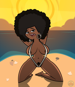 ellissummer: Comm. Beach Time with Leshawna     Commission for awesomeshay13     Despite it’s October already, nothing can stop us from embracing the hot summer again, this time with   Leshawna.  Do you like her new bikini?     ♥ xoxo misschizuchi